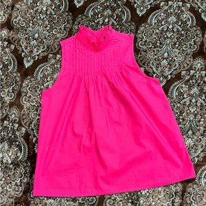 JCrew pink pintuck cotton poplin top